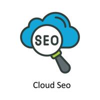 Cloud Seo Vector Fill outline Icon Design illustration. Seo and web Symbol on White background EPS 10 File