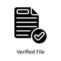 Verified File Vector  Solid Icon Design illustration. User interface Symbol on White background EPS 10 File