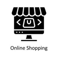 Online Shopping Vector Solid Icon Design illustration. Seo and web Symbol on White background EPS 10 File