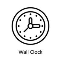 Wall Clock Vector  outline Icon Design illustration. User interface Symbol on White background EPS 10 File