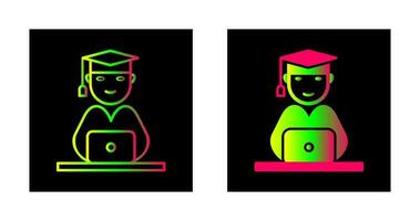 Unique Studying on Laptop Vector Icon