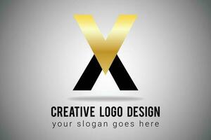 Initial Letter X letter Logo. Gold effect Letter logo usable for Business and Branding Logos. Flat Vector Logo Design Template Element.