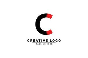 Initial Letter C Logo. Red and black shape C Letter logo with shadow usable for Business and Branding Logos. Flat Vector Logo Design Template Element.
