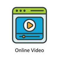 Online Video Vector Fill outline Icon Design illustration. User interface Symbol on White background EPS 10 File