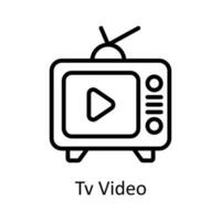 Tv Video Vector  outline Icon Design illustration. User interface Symbol on White background EPS 10 File