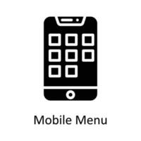 Mobile Menu  Vector  Solid Icon Design illustration. User interface Symbol on White background EPS 10 File