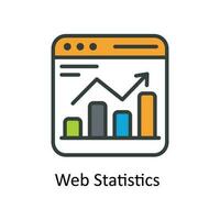 Web Statistics  Vector Fill outline Icon Design illustration. Seo and web Symbol on White background EPS 10 File