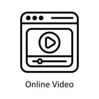 en línea vídeo vector contorno icono diseño ilustración. usuario interfaz símbolo en blanco antecedentes eps 10 archivo