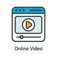 Online Video Vector Fill outline Icon Design illustration. Seo and web Symbol on White background EPS 10 File