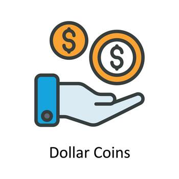 Dollar Coins Vector Fill outline Icon Design illustration. Seo and web Symbol on White background EPS 10 File