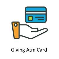Giving Atm Card  Vector Fill outline Icon Design illustration. Seo and web Symbol on White background EPS 10 File