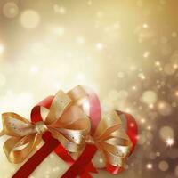Magic ribbon hearts with red color ribon ,light golden background. , generat ai photo