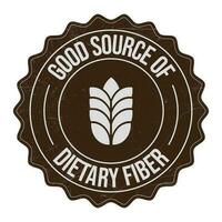 Rich Source Of Dietary Fiber, High Protein Food, Emblem, Badge, Seal, Stamp, Rubber, Sticker, Logo, Label, Packaging Design, Patch Vector Illustration