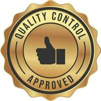 Quality Control Approved Stamp, Badge, Icon, Seal, Emblem, Quality Assurance Label, Quality Concept, Service, Controller, Patch, Rubber, Product, Sticker, Vector Illustration