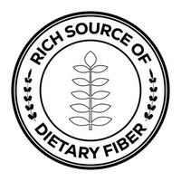 Rich Source Of Dietary Fiber, High Protein Food, Emblem, Badge, Seal, Stamp, Rubber, Sticker, Logo, Label, Packaging Design, Patch Vector Illustration