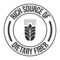 Rich Source Of Dietary Fiber, High Protein Food, Emblem, Badge, Seal, Stamp, Rubber, Sticker, Logo, Label, Packaging Design, Patch Vector Illustration