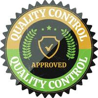 Quality Control Approved Stamp, Badge, Icon, Seal, Emblem, Quality Assurance Label, Quality Concept, Service, Controller, Patch, Rubber, Product, Sticker, Vector Illustration With Grunge Texture