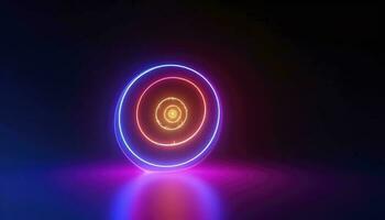 3d render, abstract geometric neon background, glowing spiral line, simple helix. Minimalist wallpaper, generate ai photo