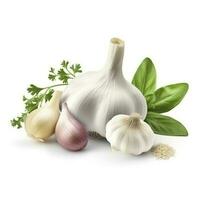 garlic isolated on white background, generate ai photo