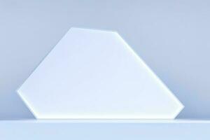 Realistic podium display with neon white lights, Product display background with light frame, White prodium product display with light effect, neon lights background, generate ai photo