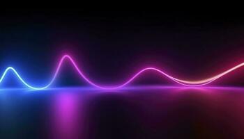 3d rendering, the abstract background of colorful neon wavy lines glowing in the dark. Modern simple wallpaper, generates ai photo