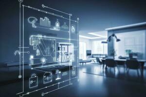 Modern smart home management systems use augmented reality, Smart building, The smart home isolated background, Generate Ai photo