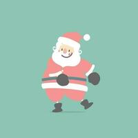 merry christmas and happy new year with cute santa claus in the winter season green background, flat vector illustration cartoon character costume design