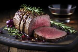 Roasted beef tenderloin meat photo