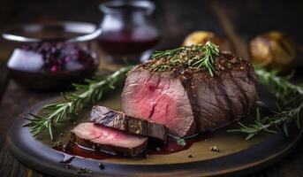 Roasted beef tenderloin meat photo