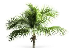 verde palma árbol aislado en blanco antecedentes , generar ai foto
