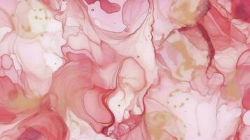 Abstract alcohol ink texture marble style background pink and gold texture, Pink abstract alcohol ink background fluid watercolor, generate ai photo