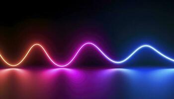 3d rendering, the abstract background of colorful neon wavy lines glowing in the dark. Modern simple wallpaper, generates ai photo