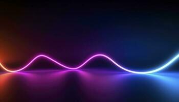 3d rendering, the abstract background of colorful neon wavy lines glowing in the dark. Modern simple wallpaper, generates ai photo