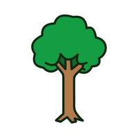 Colored tree vector icon isolated on square white background. Simple flat outlined cartoon icon drawing with nature botanical theme.