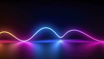 3d rendering, the abstract background of colorful neon wavy lines glowing in the dark. Modern simple wallpaper, generates ai photo
