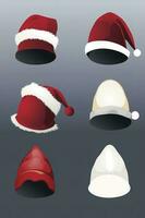 Set of Red Santa Claus Hats Isolated, generate ai photo