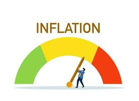 inflación estimador o inflación indicador. financiero crisis administración proceso. mirando para un solución a el problema de inflación. empresario inversor con inflación indicador. plano vector ilustración.