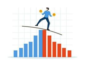 reduce the possibility of error in investment damage that may occur in volatile stock market conditions. Risk management. A businessman trying to balance his capital in the stock market. vector