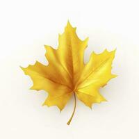 yellow maple leaf leaves on white background, generate ai photo