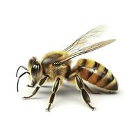 Golden honeybee or bee isolated on the white background, generate ai photo