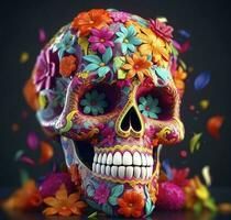 día de el muerto calaveras dia Delaware los muertos. día de el muerto y mexicano Víspera de Todos los Santos antecedentes. mexicano tradicion festival. día de el muerto azúcar cráneo. dia Delaware los muertos, generar ai foto