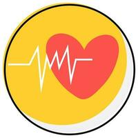 plano estilo latido del corazón icono en amarillo circulo forma. vector