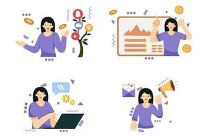 Digital Marketing Character Illustration Set vector