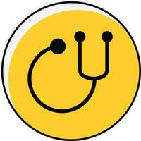Flat Style Stethoscope Icon On Yellow Circle Shape. vector