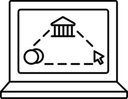 Online Banking Transaction In Laptop Icon. vector