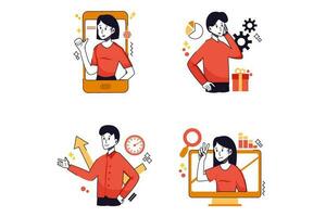 Digital Marketing Character Illustration Set vector