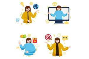 Digital Marketing Character Illustration Set vector