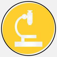 Flat Style Microscope Icon On Yellow Circle Shape. vector