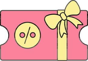 Gifting Discount Voucher Icon In Pink And Yellow Color. vector