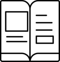 Open Book Icon In Black Outline. vector